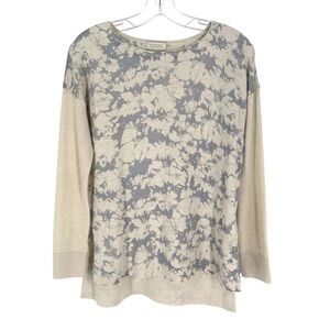 Kinross Cashmere Sweater Womens Size XS Ivory Gray Watercolor Soft Lightweight